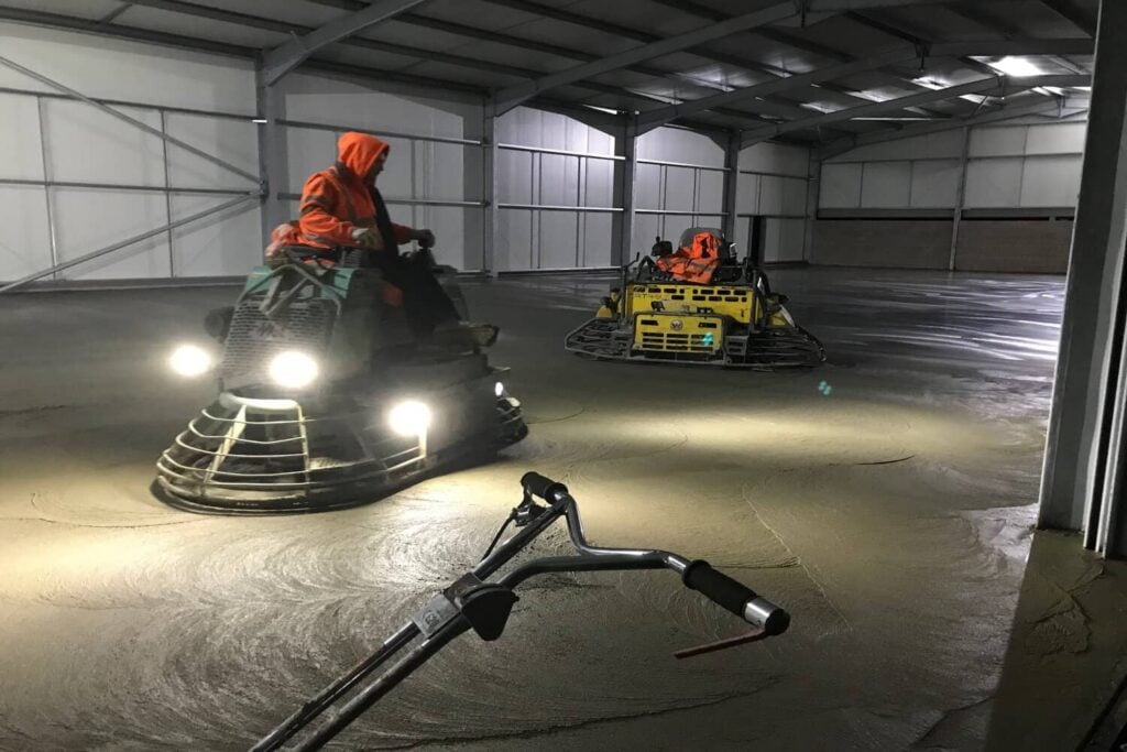 Laying the concrete floor at a new self storage facility in Nuneaton