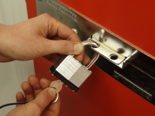 A padlock on a self storage unit in Nuneaton