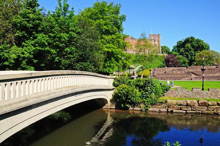 River Anker in Tamworth and Tamworth Castle